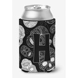 Letter H Day Of The Dead Skulls Black Can Or Bottle Hugger Cj2008-Hcc