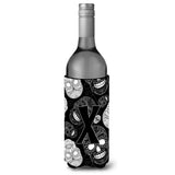 Letter X Day Of The Dead Skulls Black Wine Bottle Beverage Insulator Hugger Cj2008-Xliterk