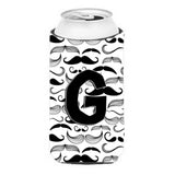 Letter G Moustache Initial Tall Boy Beverage Insulator Hugger Cj2009-Gtbc