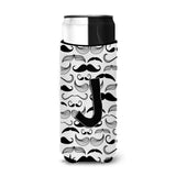 Letter J Moustache Initial Ultra Beverage Insulators For Slim Cans Cj2009-Jmuk
