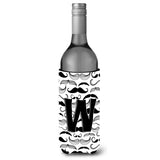 Letter W Moustache Initial Wine Bottle Beverage Insulator Hugger Cj2009-Wliterk