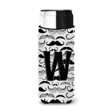 Letter W Moustache Initial Ultra Beverage Insulators For Slim Cans Cj2009-Wmuk