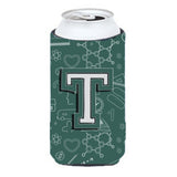 Letter T Back To School Initial Tall Boy Beverage Insulator Hugger Cj2010-Ttbc