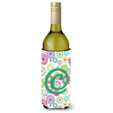 Letter C Flowers Pink Teal Green Initial Wine Bottle Beverage Insulator Hugger Cj2011-Cliterk