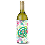Letter Q Flowers Pink Teal Green Initial Wine Bottle Beverage Insulator Hugger Cj2011-Qliterk