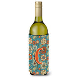 Letter C Flowers Retro Blue Wine Bottle Beverage Insulator Hugger Cj2012-Cliterk