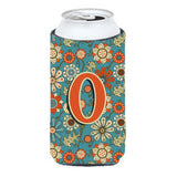 Letter O Flowers Retro Blue Tall Boy Beverage Insulator Hugger Cj2012-Otbc