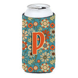 Letter P Flowers Retro Blue Tall Boy Beverage Insulator Hugger Cj2012-Ptbc