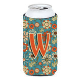 Letter W Flowers Retro Blue Tall Boy Beverage Insulator Hugger Cj2012-Wtbc