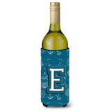Letter E Sea Doodles Initial Alphabet Wine Bottle Beverage Insulator Hugger Cj2014-Eliterk