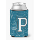 Letter P Sea Doodles Initial Alphabet Can Or Bottle Hugger Cj2014-Pcc