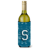 Letter S Sea Doodles Initial Alphabet Wine Bottle Beverage Insulator Hugger Cj2014-Sliterk