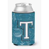 Letter T Sea Doodles Initial Alphabet Can Or Bottle Hugger Cj2014-Tcc