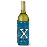 Letter X Sea Doodles Initial Alphabet Wine Bottle Beverage Insulator Hugger Cj2014-Xliterk