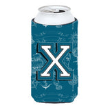 Letter X Sea Doodles Initial Alphabet Tall Boy Beverage Insulator Hugger Cj2014-Xtbc