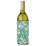 Letter A Circle Circle Teal Initial Alphabet Wine Bottle Beverage Insulator Hugger Cj2015-Aliterk