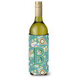 Letter B Circle Circle Teal Initial Alphabet Wine Bottle Beverage Insulator Hugger Cj2015-Bliterk