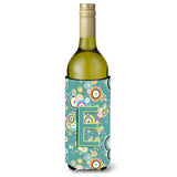 Letter E Circle Circle Teal Initial Alphabet Wine Bottle Beverage Insulator Hugger Cj2015-Eliterk