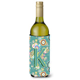 Letter K Circle Circle Teal Initial Alphabet Wine Bottle Beverage Insulator Hugger Cj2015-Kliterk