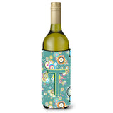 Letter T Circle Circle Teal Initial Alphabet Wine Bottle Beverage Insulator Hugger Cj2015-Tliterk