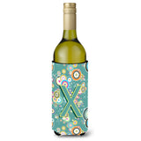 Letter X Circle Circle Teal Initial Alphabet Wine Bottle Beverage Insulator Hugger Cj2015-Xliterk