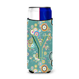 Letter Y Circle Circle Teal Initial Alphabet Ultra Beverage Insulators For Slim Cans Cj2015-Ymuk
