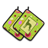 Caroline'S Treasures Lime Green Dots Italian Greyhound Pair Of Pot Holders Ck1102Pthd, 7.5Hx7.5W, Multicolor