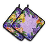 Caroline'S Treasures Ck1697Pthd Irises Pair Of Pot Holders Potholders, Multicolor