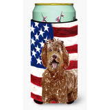 Caroline'S Treasures Ck1726Tbc Patriotic Usa Labradoodle Tall Boy Hugger Cold-Beverage-Koozies, Multicolor