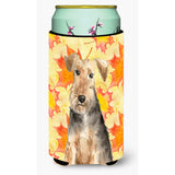 Caroline'S Treasures Ck1821Tbc Fall Leaves Welsh Terrier Tall Boy Hugger Cold-Beverage-Koozies, Multicolor
