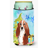 Caroline'S Treasures Ck1890Tbc Christmas Tree Basset Hound Tall Boy Hugger Cold-Beverage-Koozies, Multicolor