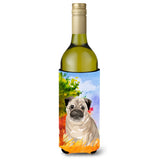 Caroline'S Treasures Ck1934Literk Fall Fawn Pug Wine Bottle Hugger Cold-Beverage-Koozies, 750 Ml, Multicolor