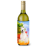 Caroline'S Treasures Ck1961Literk Fall White Staffie Bull Terrier Wine Bottle Hugger Cold-Beverage-Koozies, 750 Ml, Multicolor