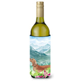 Caroline'S Treasures Ck1967Literk Mountian Flowers Red Dachshund Wine Bottle Hugger Cold-Beverage-Koozies, 750 Ml, Multicolor,