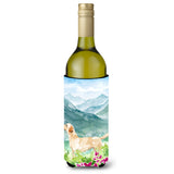 Caroline'S Treasures Ck1973Literk Mountian Flowers Yellow Labrador Wine Bottle Hugger Cold-Beverage-Koozies, 750 Ml, Multicolo