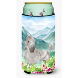 Caroline'S Treasures Ck1975Tbc Mountian Flowers Silver Poodle Tall Boy Hugger Cold-Beverage-Koozies, Multicolor