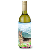 Caroline'S Treasures Ck1977Literk Mountian Flowers German Shepherd Wine Bottle Hugger Cold-Beverage-Koozies, 750 Ml, Multicolo