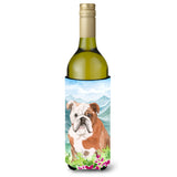 Caroline'S Treasures Ck1979Literk Mountian Flowers English Bulldog Wine Bottle Hugger Cold-Beverage-Koozies, 750 Ml, Multicolo