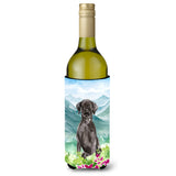 Caroline'S Treasures Ck1992Literk Mountian Flowers Black Lab Wine Bottle Hugger Cold-Beverage-Koozies, 750 Ml, Multicolor