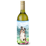 Caroline'S Treasures Mountain Flowers Australian Shepherd Wine Bottle Hugger Cold-Beverage-Koozies, 750 Ml, Multicolor