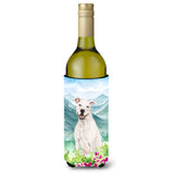 Caroline'S Treasures Flowers White Staffie Bull Terrier Wine Bottle Hugger Cold-Beverage-Koozies, 750 Ml, Multicolor