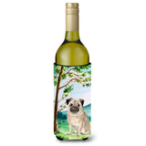 Caroline'S Treasures Ck2004Literk Under The Tree Fawn Pug Wine Bottle Hugger Cold-Beverage-Koozies, 750 Ml, Multicolor