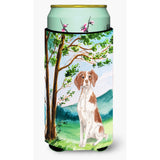 Caroline'S Treasures Ck2024Tbc Under The Tree Brittany Spaniel Tall Boy Hugger Cold-Beverage-Koozies, Multicolor