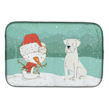Caroline'S Treasures White Boxer And Snowman Christmas Dish Drying Mat, 14 X 21, Multicolor