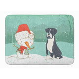 Caroline'S Treasures Black Boxer And Snowman Christmas Machine Washable Memory Foam Mat, Multicolor