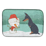 Caroline'S Treasures Doberman And Snowman Christmas Dish Drying Mat, 14 X 21, Multicolor