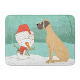 Caroline'S Treasures Fawn Natural Dane Snowman Christmas Machine Washable Memory Foam Mat, Multicolor