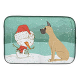 Caroline'S Treasures Cropped Fawn Dane Snowman Christmas Dish Drying Mat, 14 X 21, Multicolor