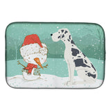 Caroline'S Treasures Harlequin Dane Snowman Christmas Dish Drying Mat, 14 X 21