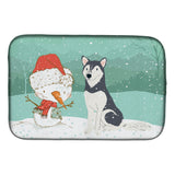 Caroline'S Treasures Siberian Husky Snowman Christmas Dish Drying Mat, 14 X 21